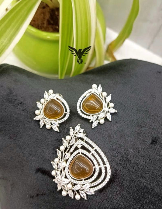 Methili Champange Stone Pendant Set For Women