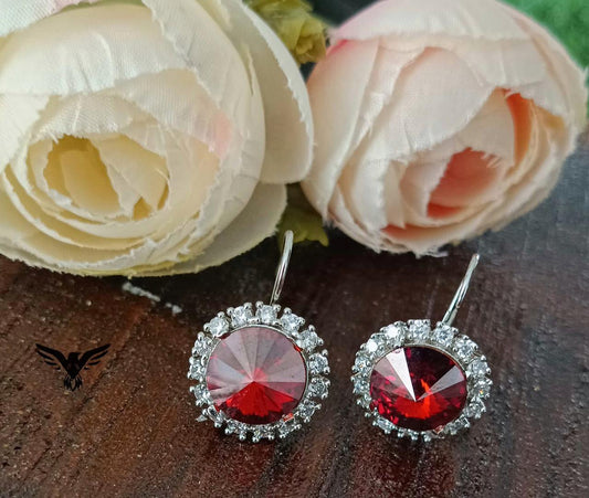 Manvi Diamond Studs In Red For Women