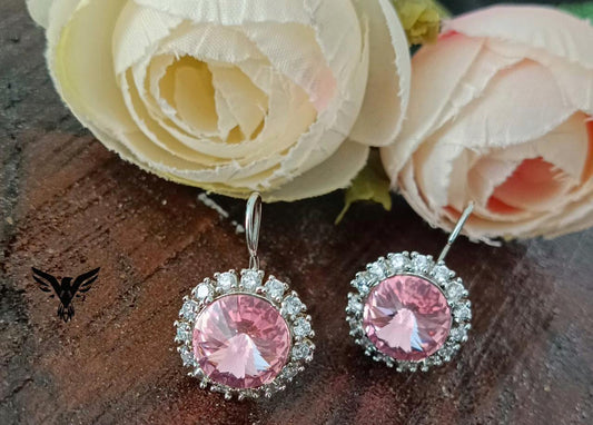 Manvi Diamond Studs In Pink For Women