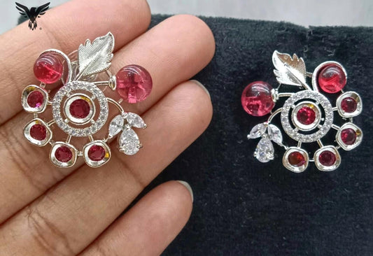 Aanandi Ruby Floral Studs For Women