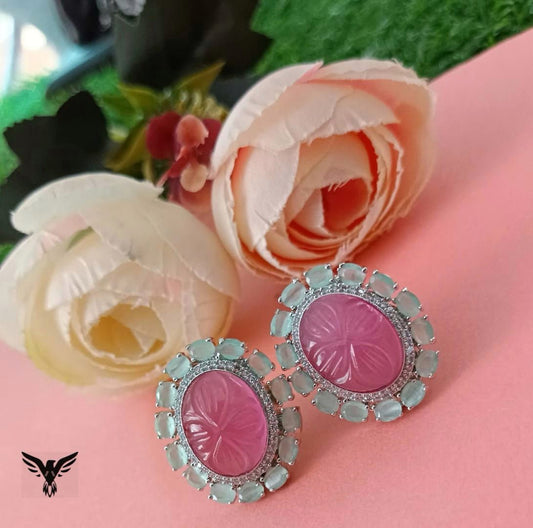 Nima Carv Stone Earings In Pink For Women