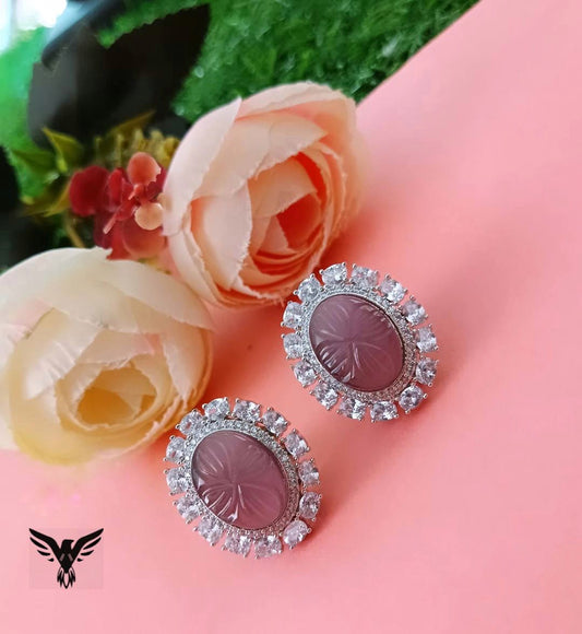 Nima Carv Stone Earings In Mauve For Women