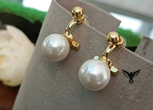 Mahima Dold Plated Pearl Drop Earings For Women