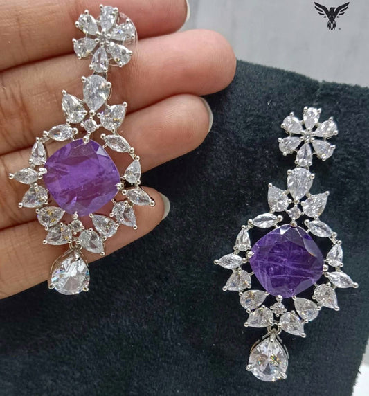 Niharika Diamond Earing In Amethyst For Women