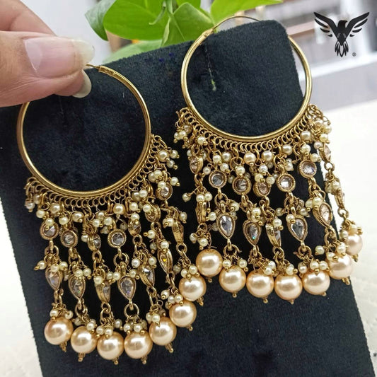 Raashi Beaded Polki Bali Earings For Women