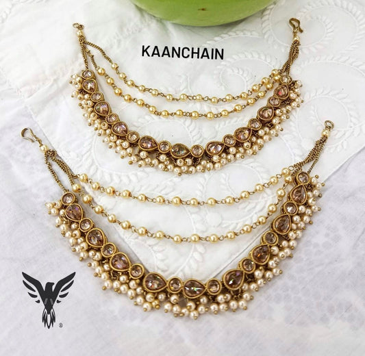 Harnoor Traditional Punjabi Kaan Chain In Kundan  For Women