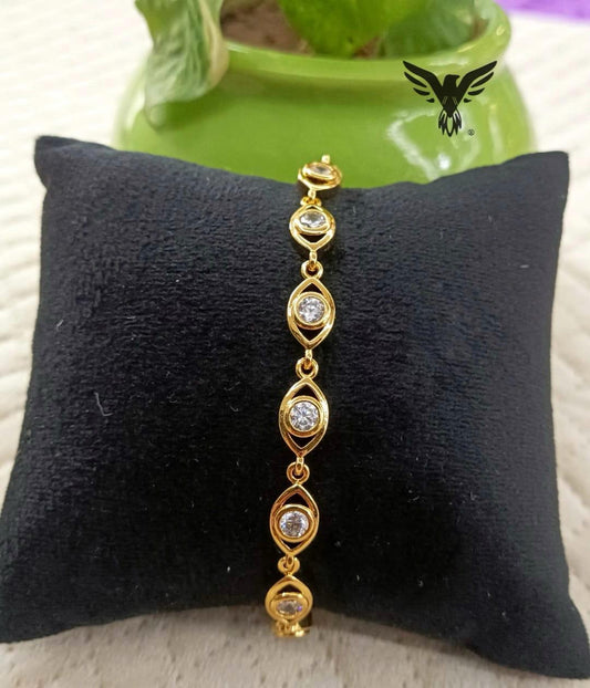 Brinda Gold Plated Eye Bracelet In Diamond For Women