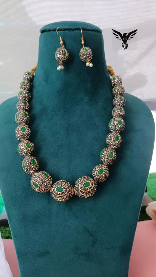 Mivi Mala In Emerald kundan For Women