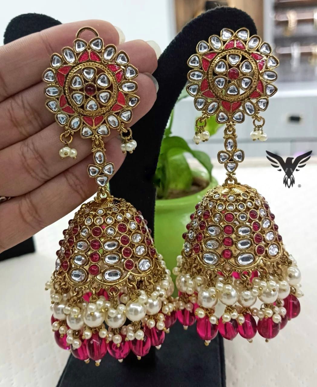 Harleen Polki Kundan Jhumkis For Women