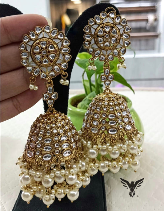 Harleen Polki Kundan Jhumka Earing For Women