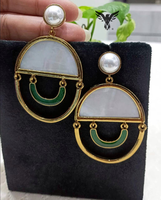 Nima Gold Plated Earings In Green For Women