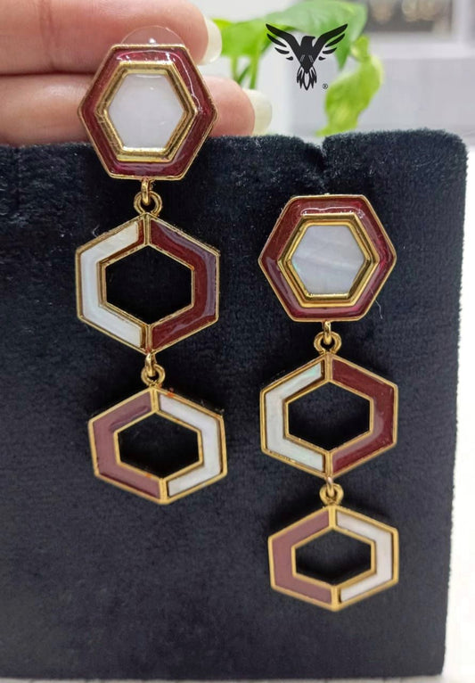 Nima Gold Plated Earings In Brown For Women