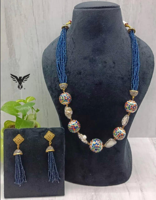 Samira Blue Multi Layered mala In Duzy Stone For Women