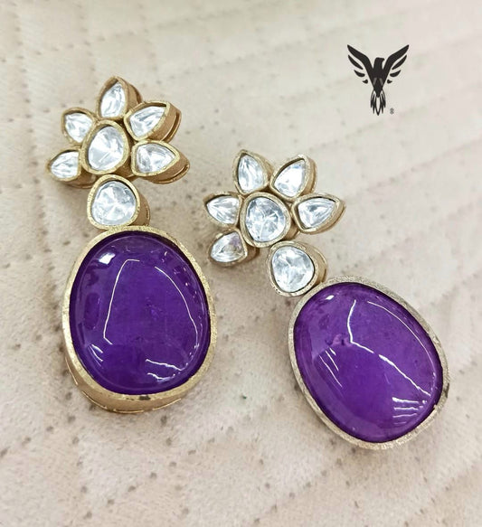 Rishika Kundan Earings In Amethyst For Womens