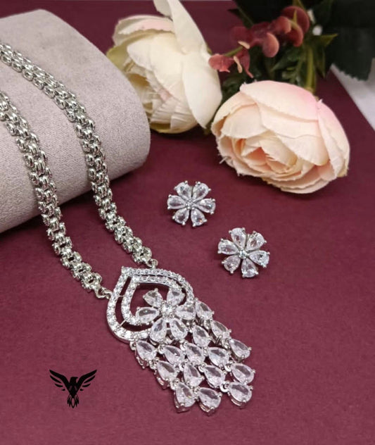 Maithili Silver Plated Pendant Set For Women