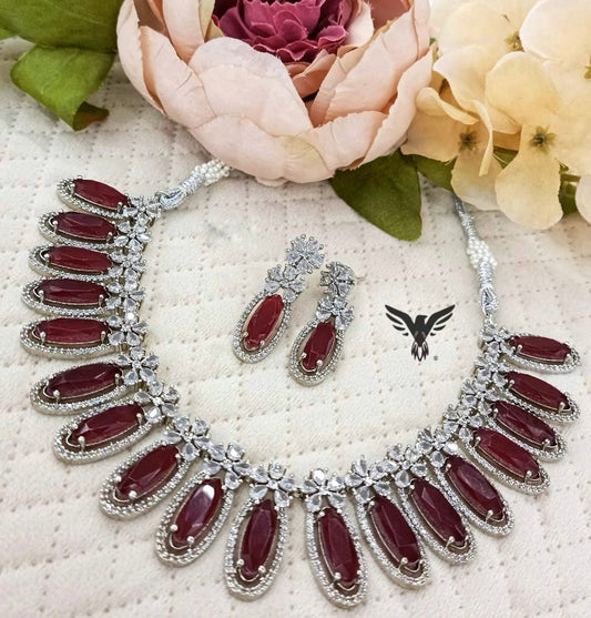 Mand Daimond Necklace In Maroon For Women