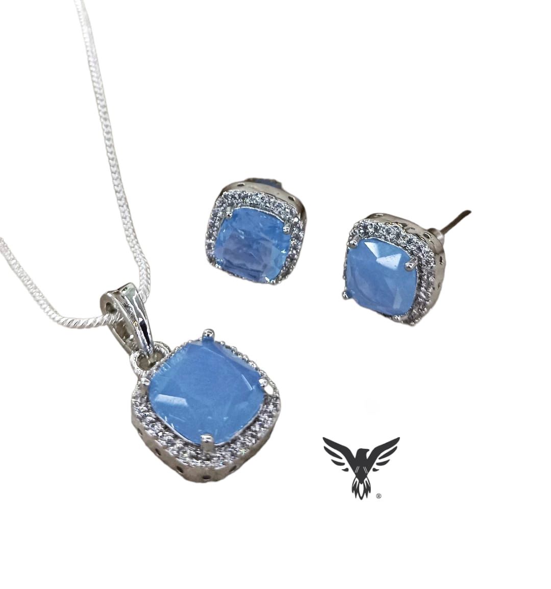 Moni Blue Diamond Stone Pendant Set For Women With Chain