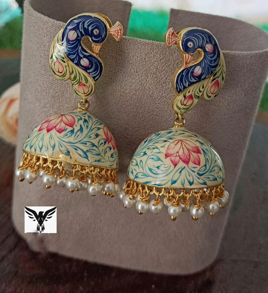 Diksha Handprint Peacock Earings For Women