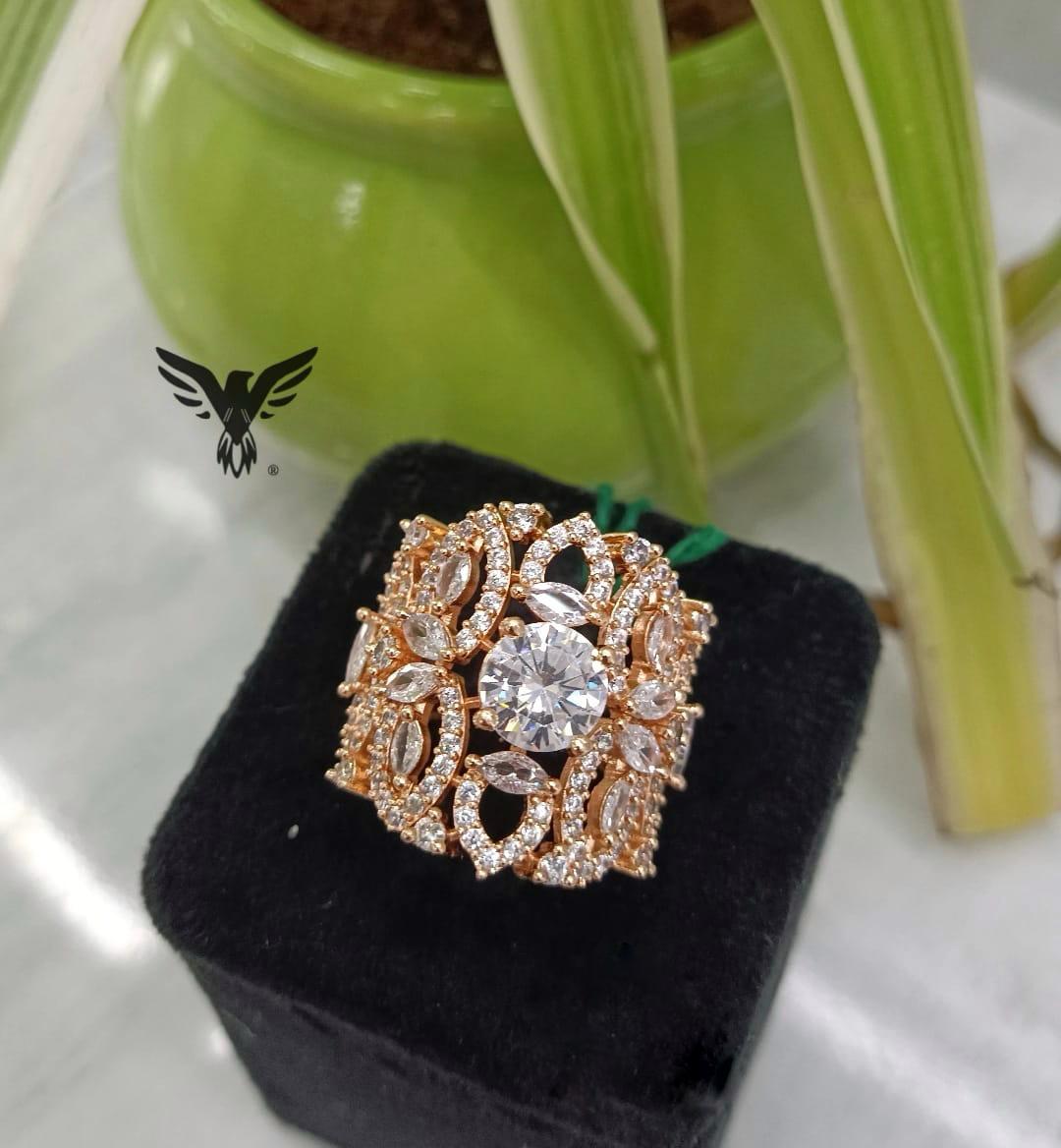 Momina Rose Gold Polished Diamond Ring For Women