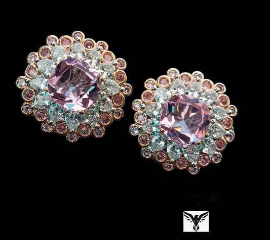 Yaseer Diamond Studs In Pink For Women