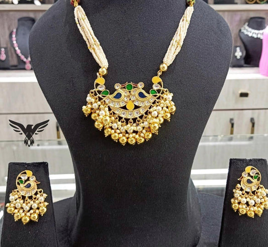 Parampara Kundan Mala Necklace In Golden Drops For Women