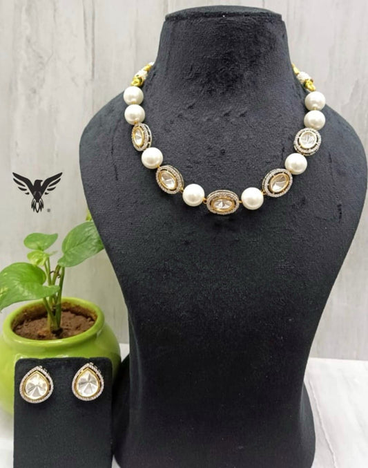 Madhavi Kundan Pearl Necklace For Women