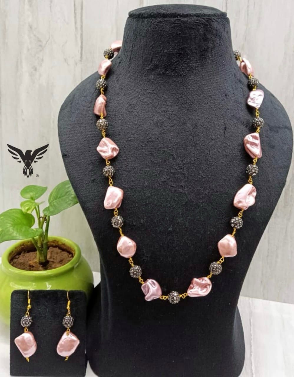 Tarannum Mala Necklace In Pink Duzy Stone