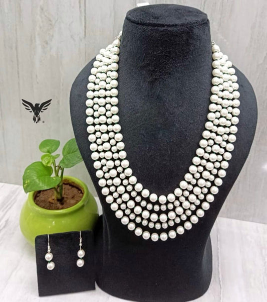 Chinmayi white Beaded Mala Necklace For Women