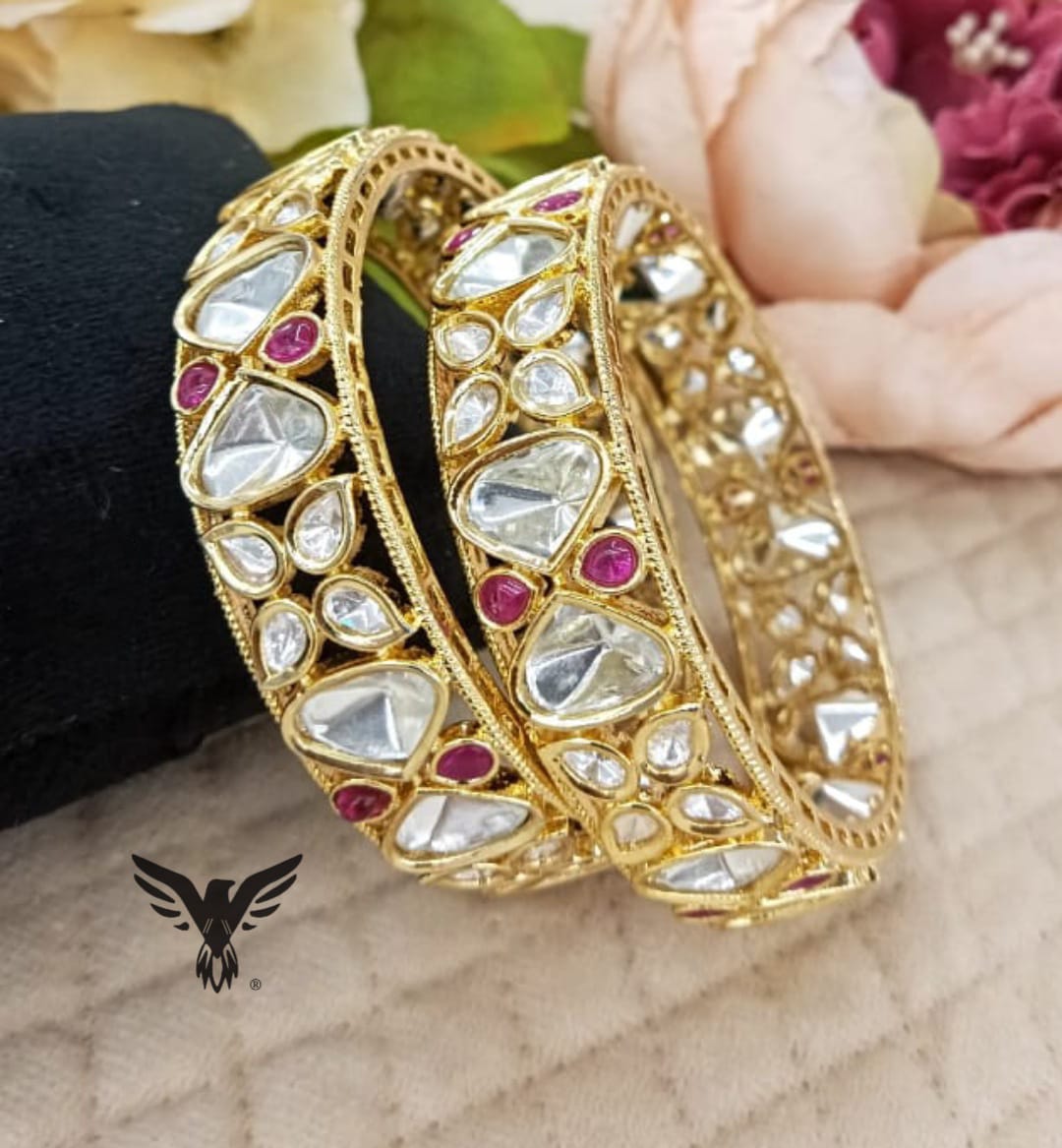 Janki golden polki bangles For Women