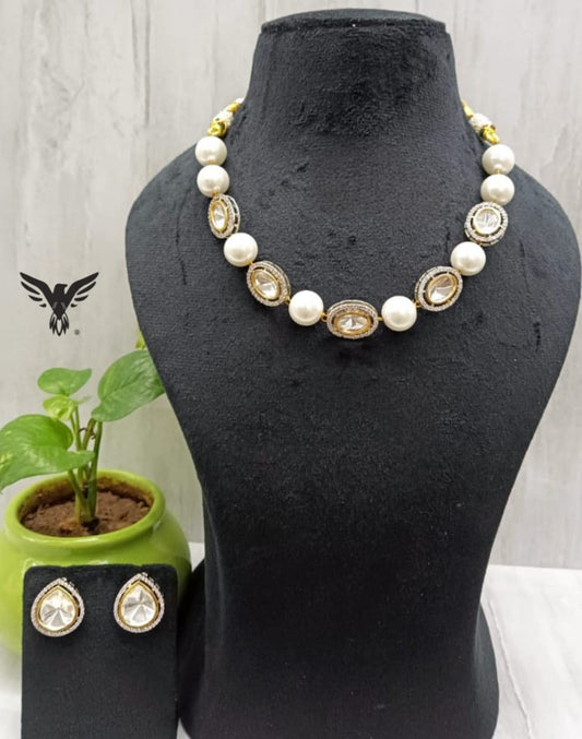 Tahani pearl with kundan necklace for women