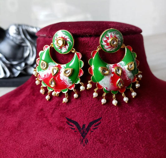 Anuv Kundan Handprint Earings In Multi Color  For Women