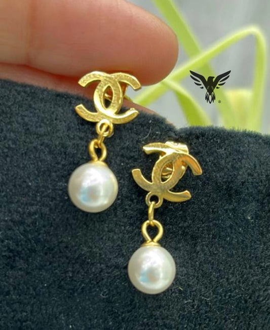 Chanel Inspired Pearl Drop Earings For Women