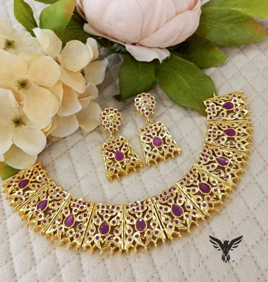 Anuv Gold Plated Traditional Necklace For Women