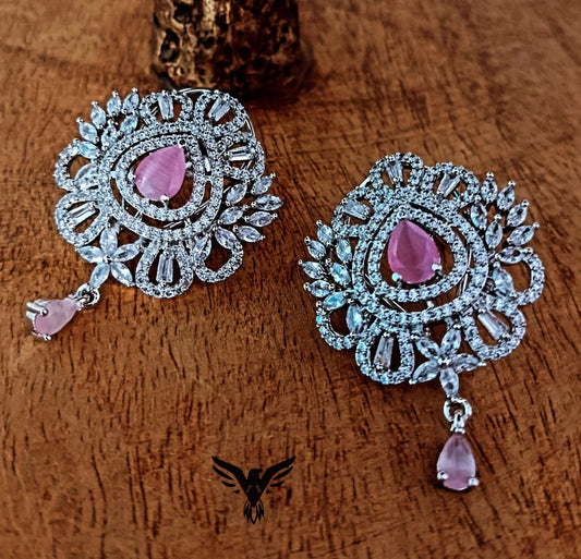 Kanishka Diamond Earings In Pink Drop For Women