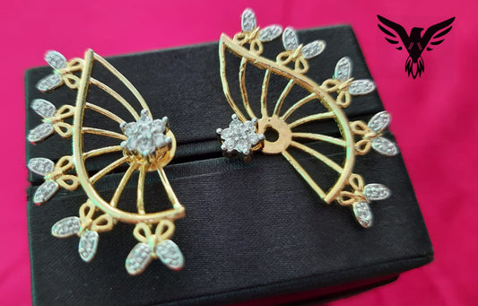 Mohi Gold Plated Butterfly Cz Earings With Attachable Studs