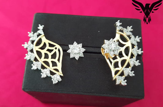 Navi Gold Plated Cz Stone Earings With Attachable Studs