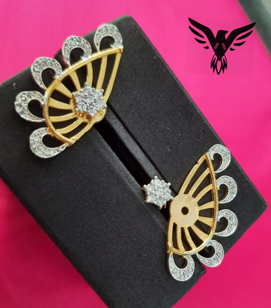 Mahi Gold Plated Cz Stone Earings With Attachable Studs