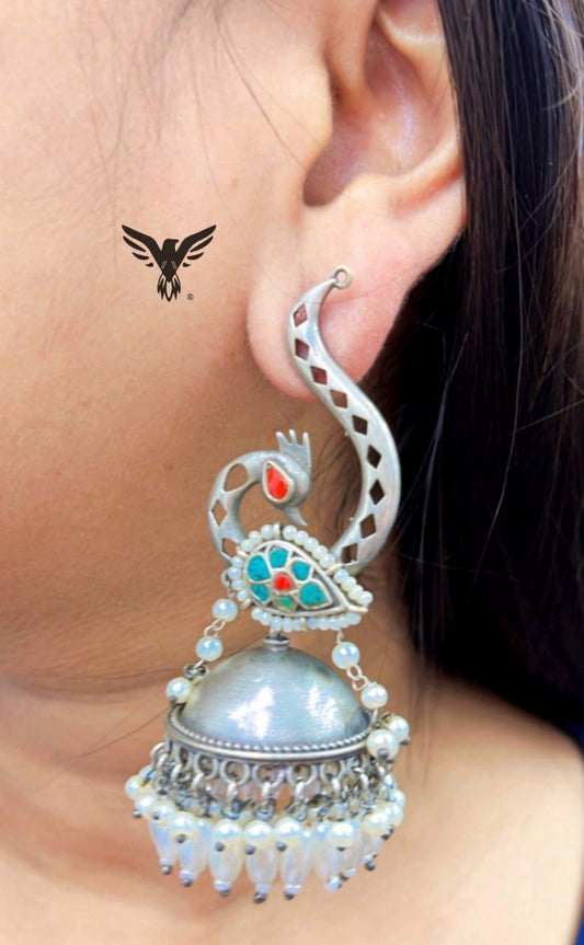 Kulwinder Silver Look Alike Jhumkis For Women