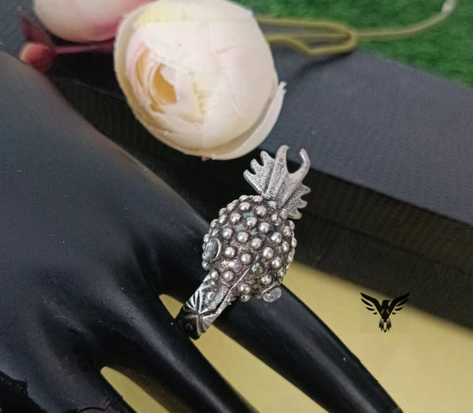 Pineapple Silver Look Alike Ring For Women