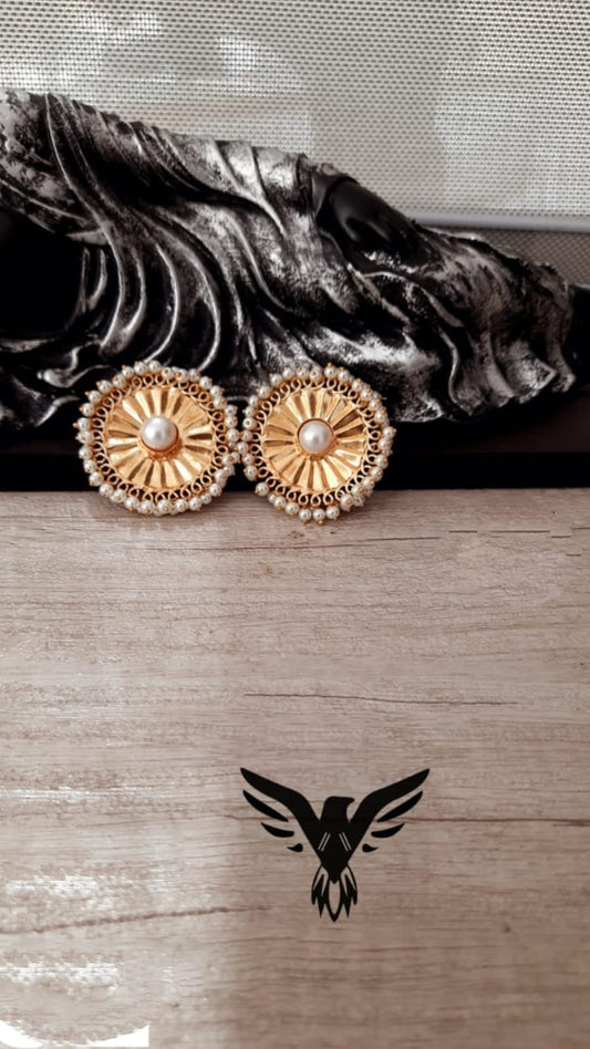 Eena Kundan with pearl oversized studs for women