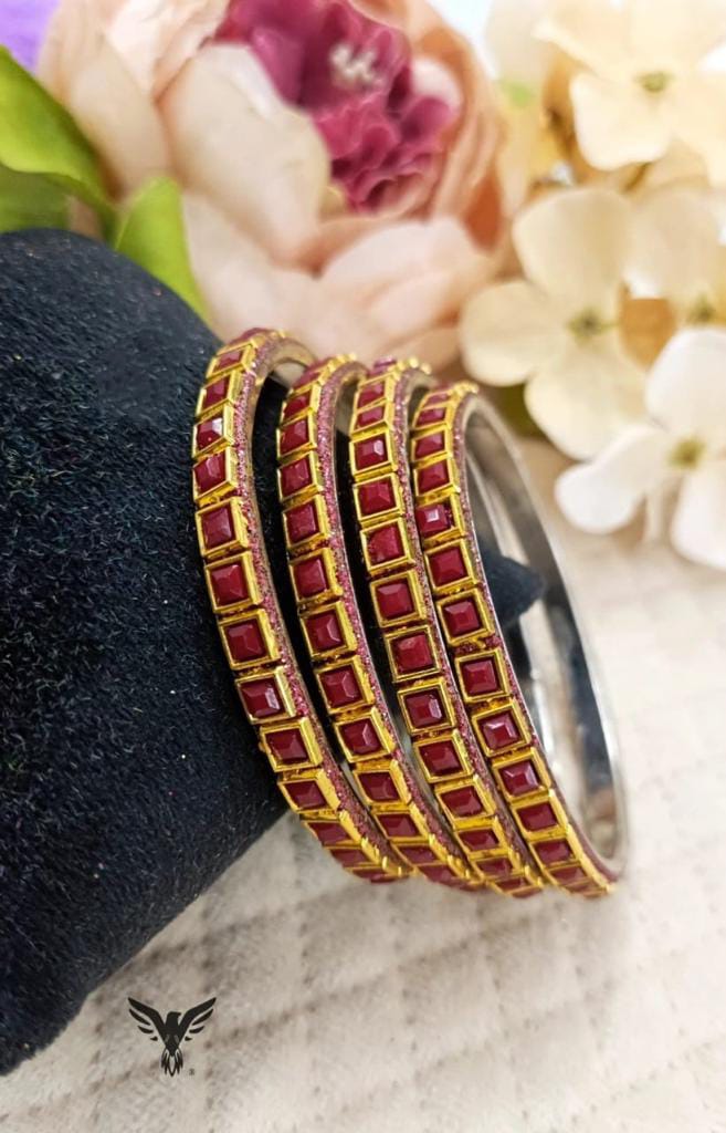 Adya ruby kundan bangles For Women