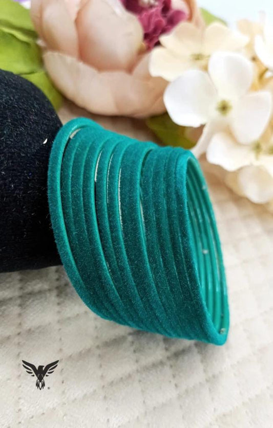 Vahini teal velvet bangles For Women