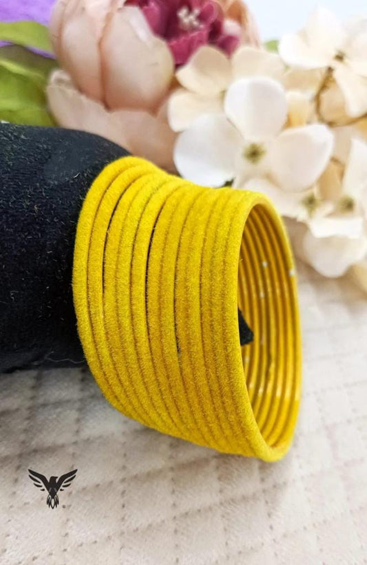 Vahini yellow velvet bangles For Women