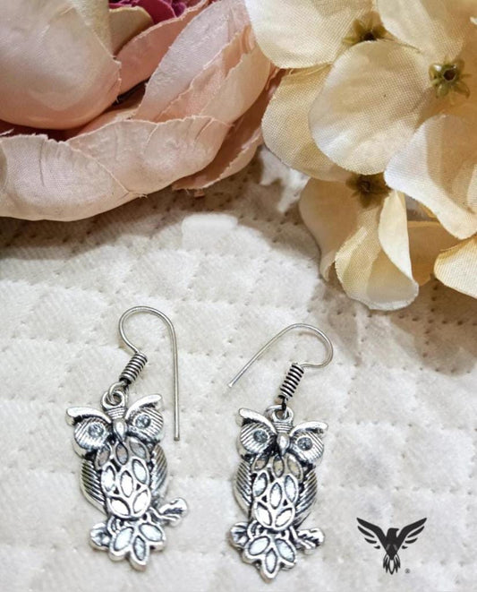 Owl Silver Look Alike hoop Earings For Women