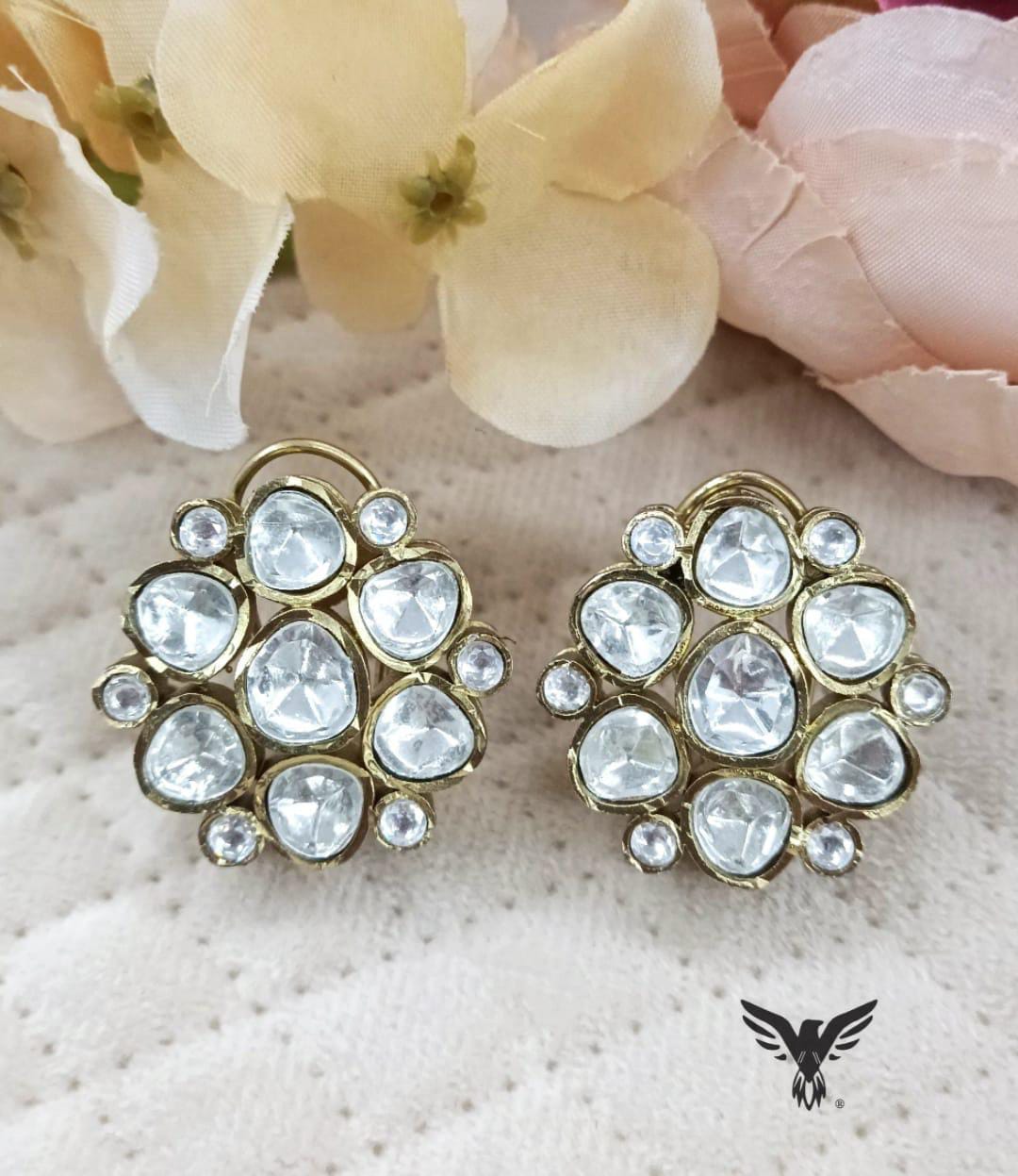 Maya Floral kundan polki studs