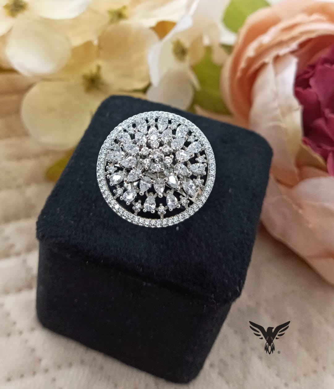 Panini Silver Diamond Ring For Women