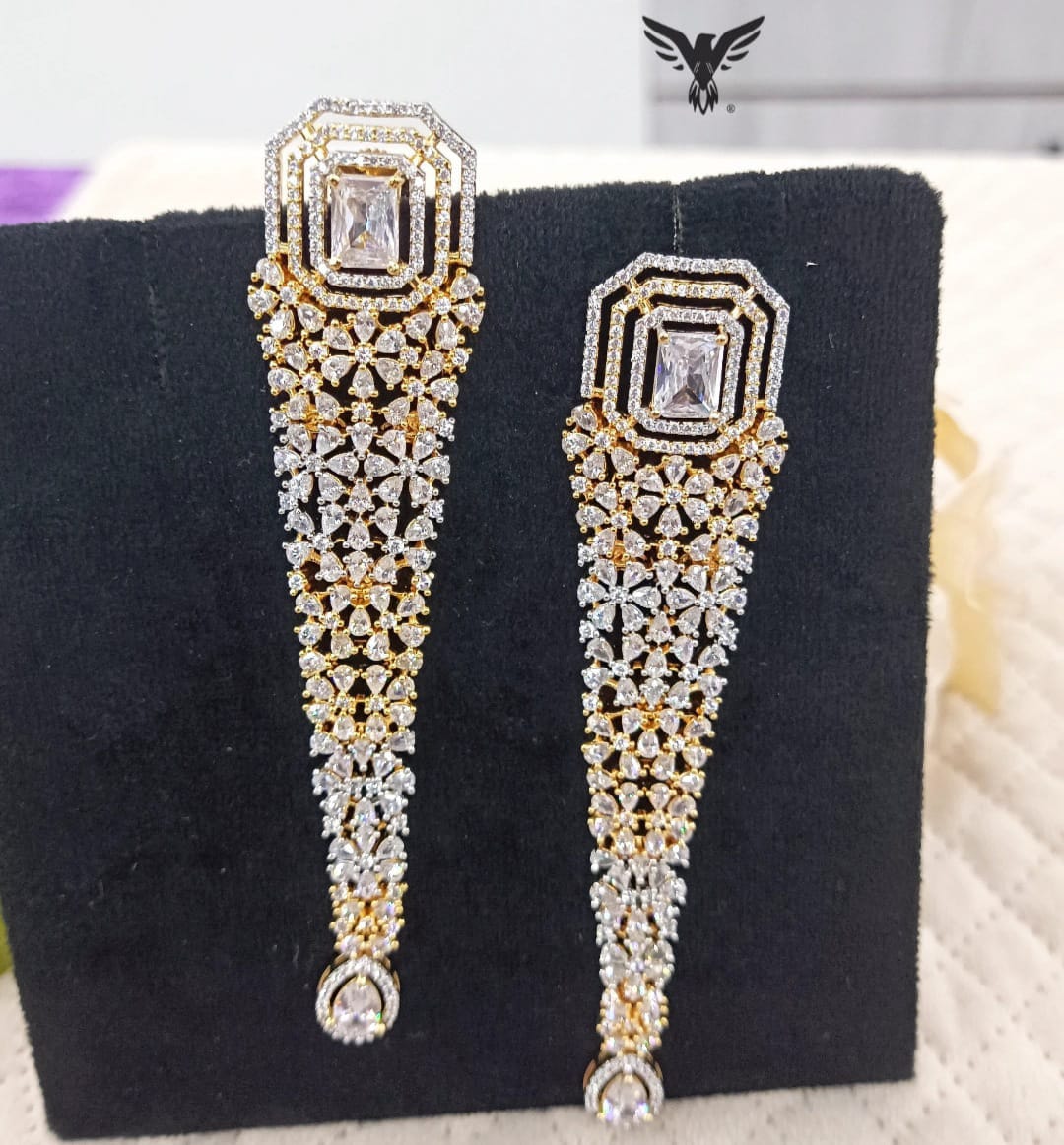 Aswa long Gold Plated Diamond Earings For Women