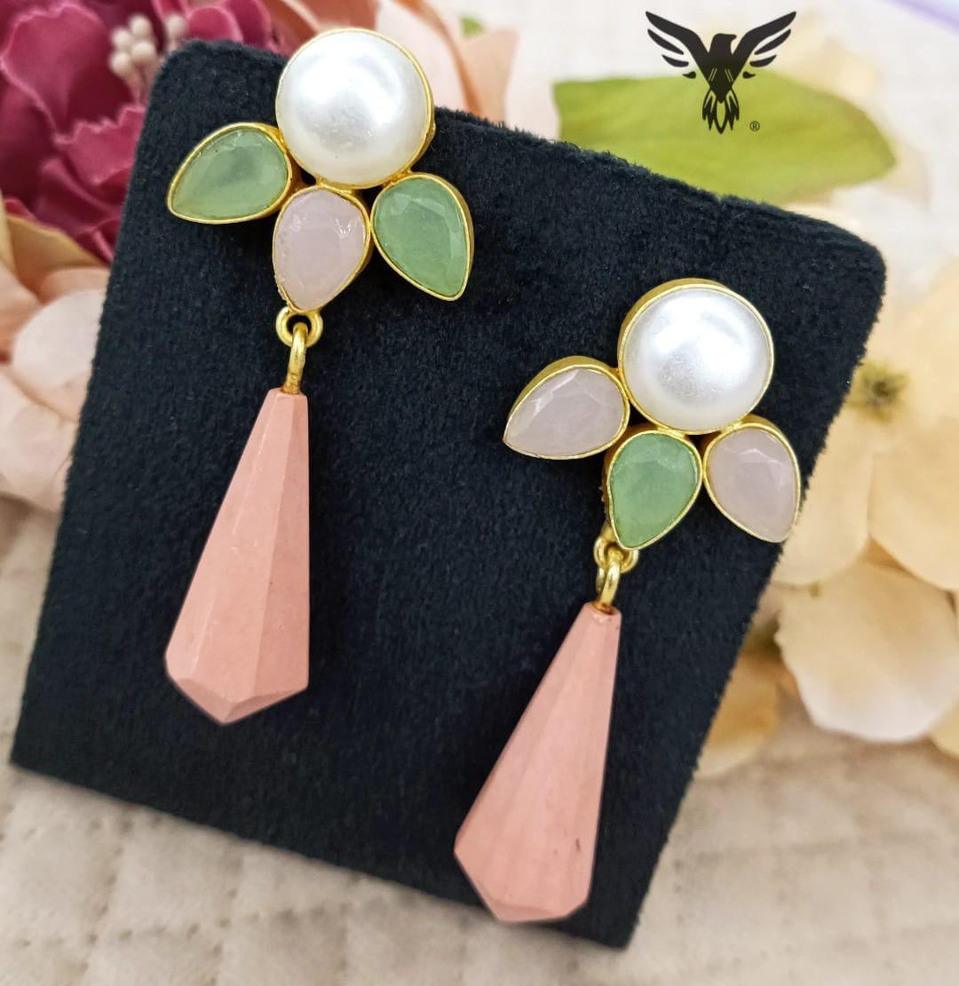 Jagvi Peach Dangle Duzy Earring For Women