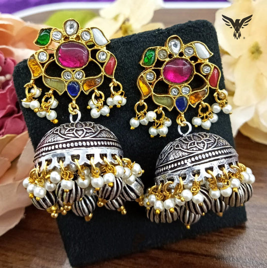 Aavanya Silver look alike jhumkis For Women