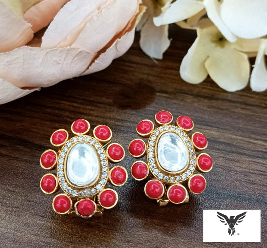 Aachal kundan Turquoise Ruby studs For Women